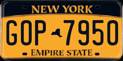 NY license plate GOP7950