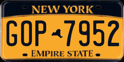 NY license plate GOP7952