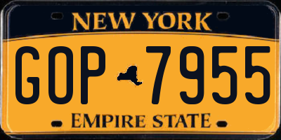 NY license plate GOP7955