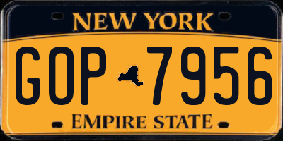 NY license plate GOP7956