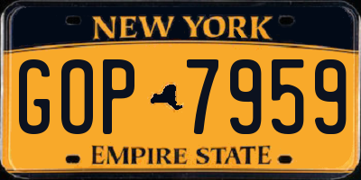 NY license plate GOP7959