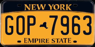 NY license plate GOP7963