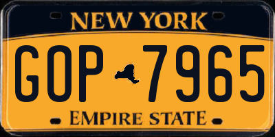 NY license plate GOP7965