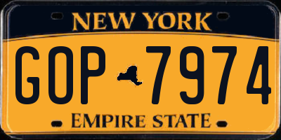 NY license plate GOP7974