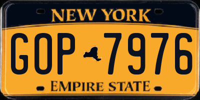 NY license plate GOP7976