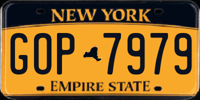 NY license plate GOP7979