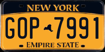 NY license plate GOP7991