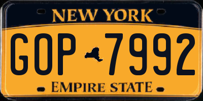 NY license plate GOP7992