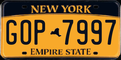 NY license plate GOP7997