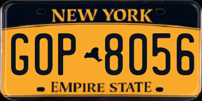 NY license plate GOP8056