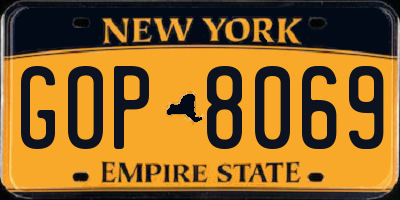 NY license plate GOP8069