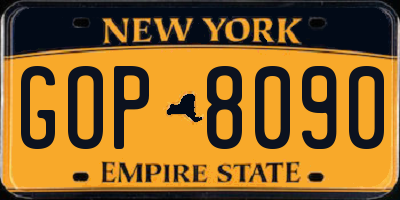NY license plate GOP8090