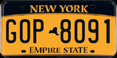 NY license plate GOP8091
