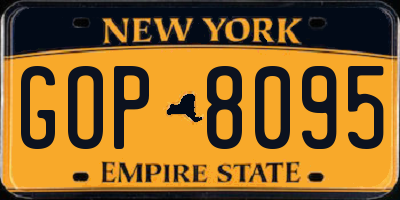 NY license plate GOP8095