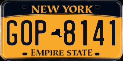 NY license plate GOP8141