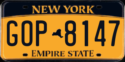 NY license plate GOP8147