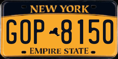 NY license plate GOP8150