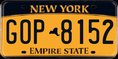 NY license plate GOP8152