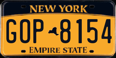 NY license plate GOP8154