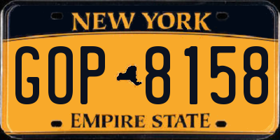 NY license plate GOP8158