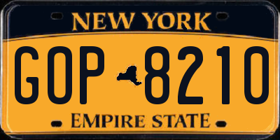 NY license plate GOP8210