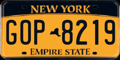 NY license plate GOP8219