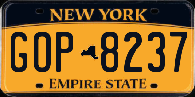 NY license plate GOP8237