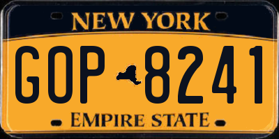 NY license plate GOP8241