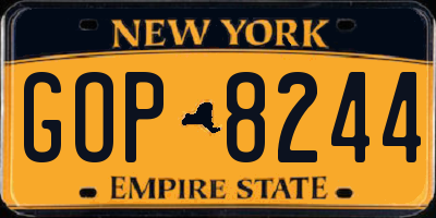 NY license plate GOP8244
