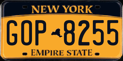 NY license plate GOP8255