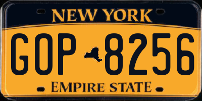 NY license plate GOP8256