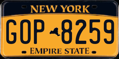 NY license plate GOP8259