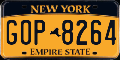 NY license plate GOP8264