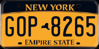 NY license plate GOP8265