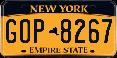 NY license plate GOP8267