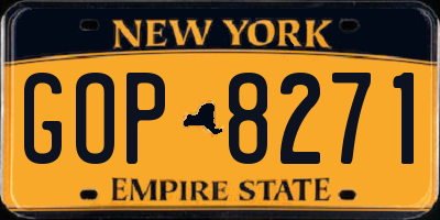 NY license plate GOP8271