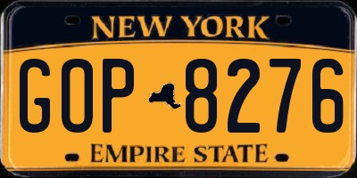NY license plate GOP8276