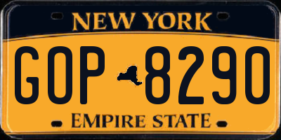 NY license plate GOP8290