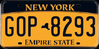 NY license plate GOP8293