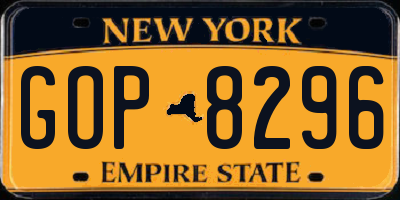 NY license plate GOP8296