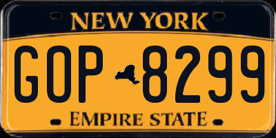 NY license plate GOP8299