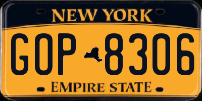 NY license plate GOP8306