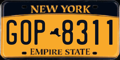 NY license plate GOP8311