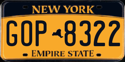 NY license plate GOP8322