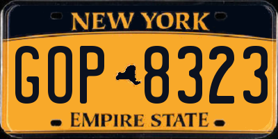 NY license plate GOP8323