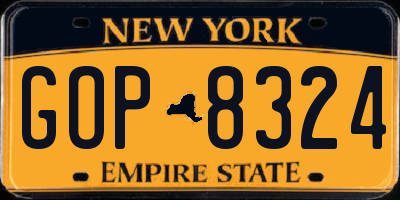 NY license plate GOP8324