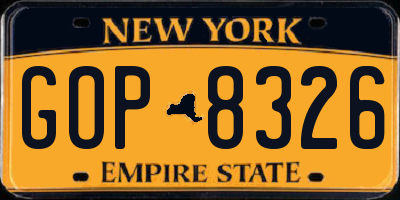 NY license plate GOP8326