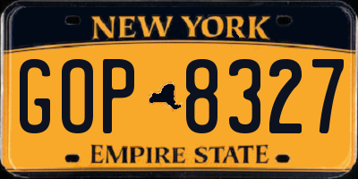 NY license plate GOP8327