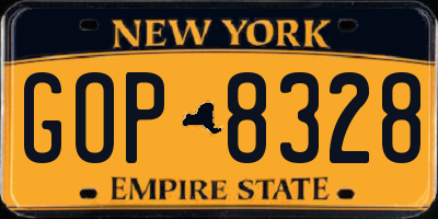 NY license plate GOP8328