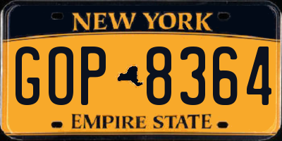 NY license plate GOP8364